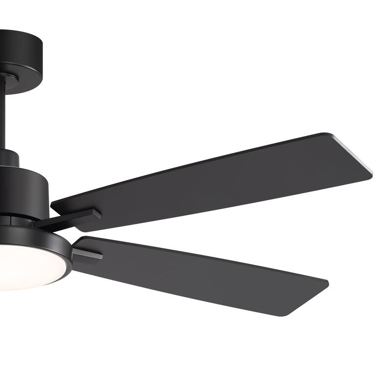 52" Black 5-Blade Integrated LED Ceiling Fan with Light and Remote