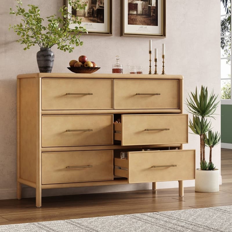 6-Drawers Stylish Storage Cabinet for Living Room and Dining Room Organization