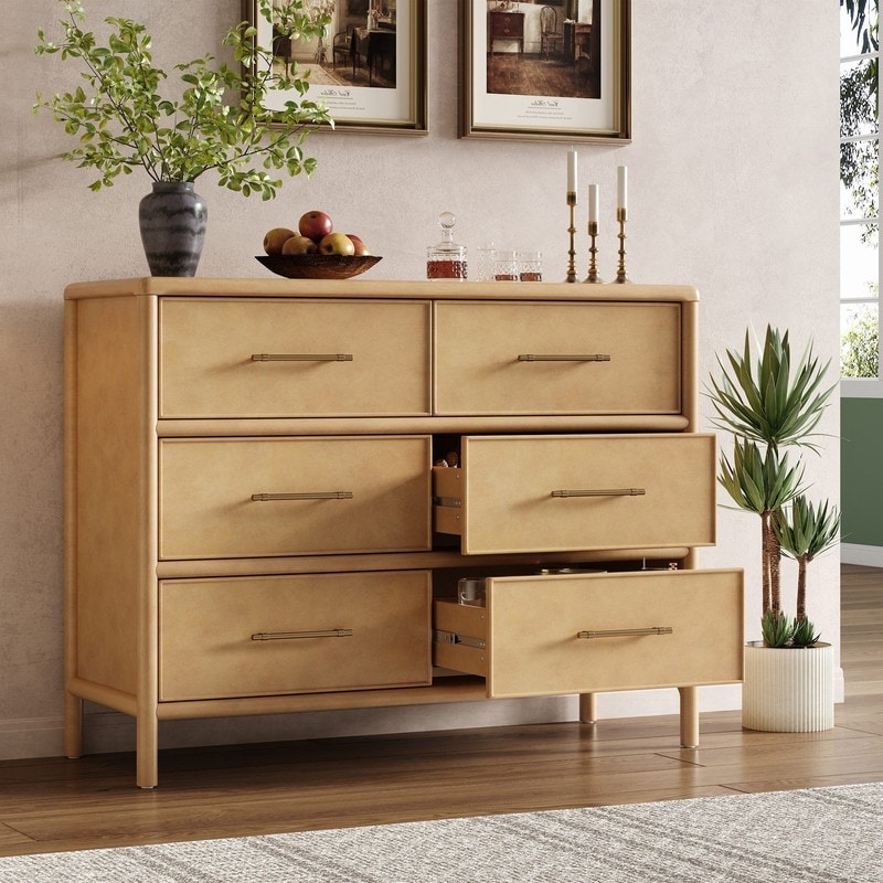 6-Drawers Stylish Storage Cabinet for Living Room and Dining Room Organization