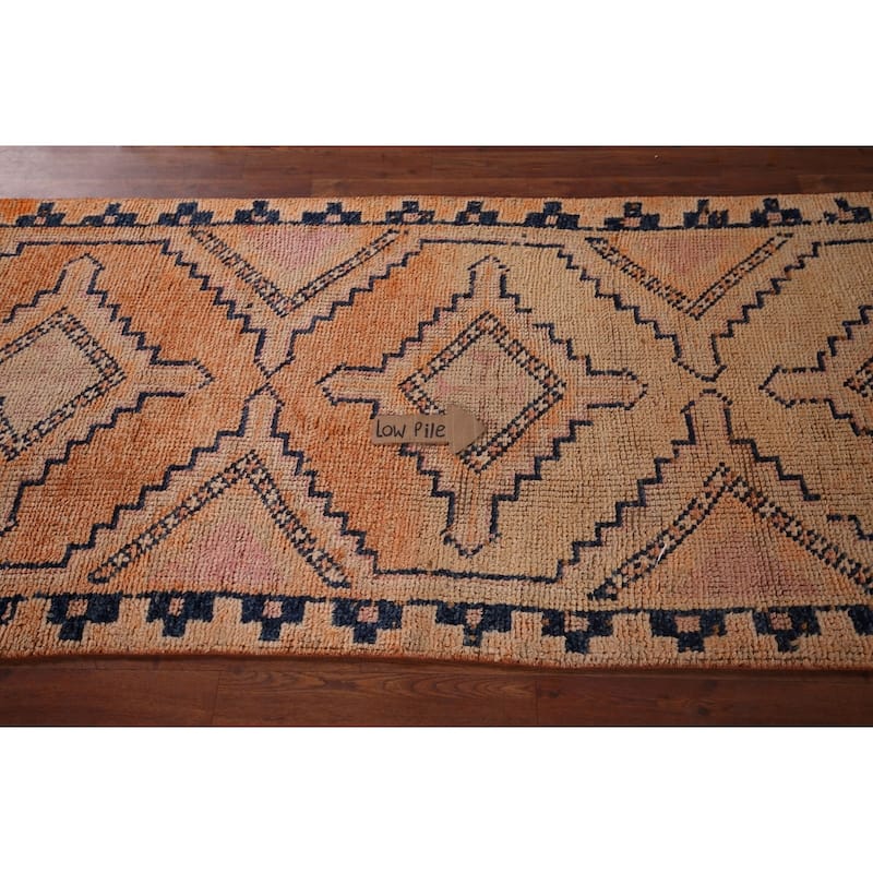 Transitional Oushak Vintage Runner Rug Handmade Foyer Wool Carpet - 3'2"x 10'9"