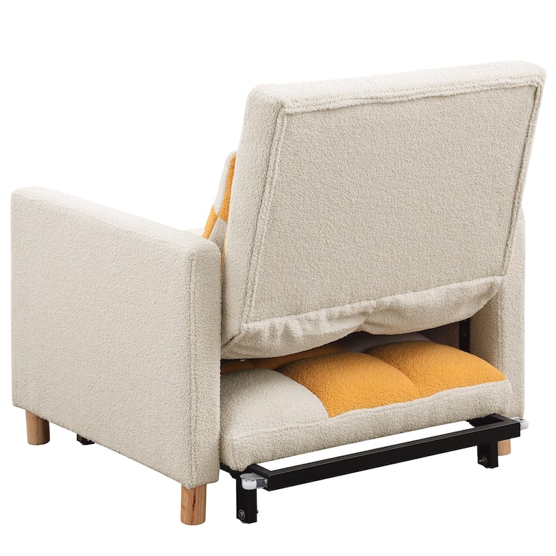 Teddy Fabric Convertible Multi-Functional Sleeper Sofa with Pillow
