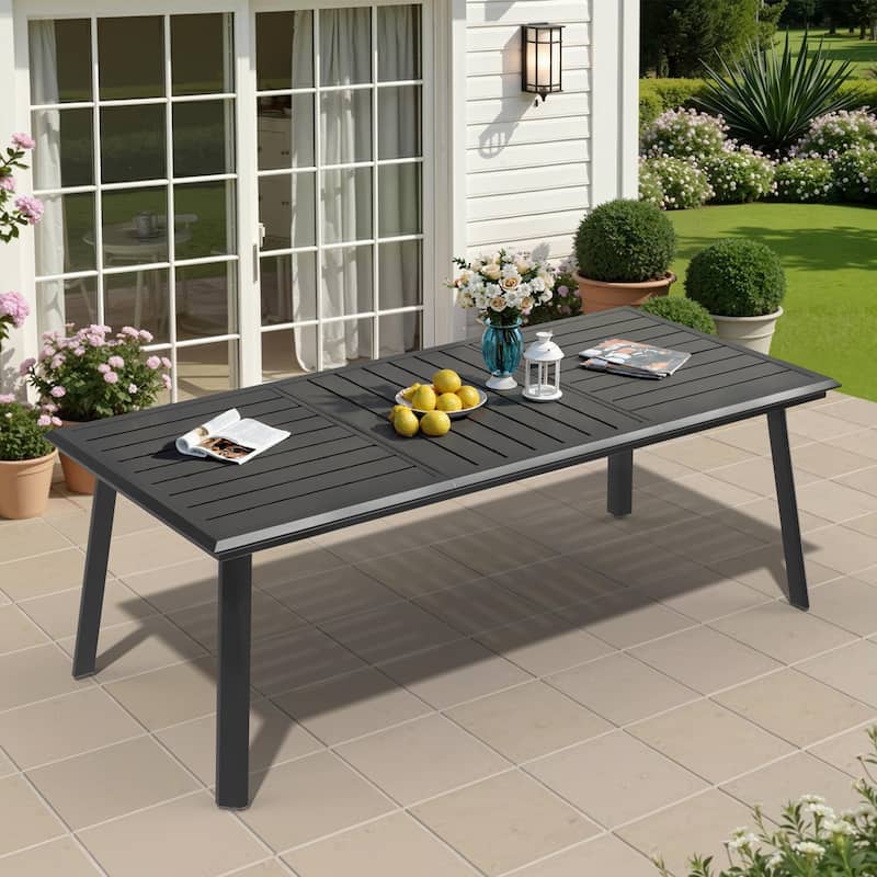 Pellebant Outdoor Aluminum Dining Table with Umbrella Hole for 6-12 Person