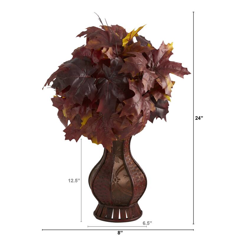 24" Autumn Maple Leaf Artificial Plant in Decorative Planter