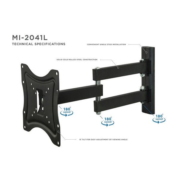 FULL MOTION TV Wall Mount 23-55/" inch Swivel One Arm TV Bracket Up To 66Lb LCD