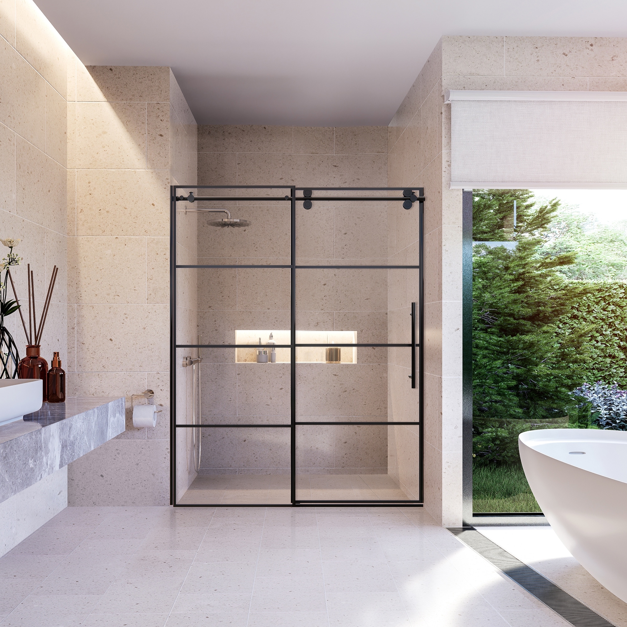 【高品質】 Altair Matte in Door Shower Frameless Sliding Single Sankiz その他