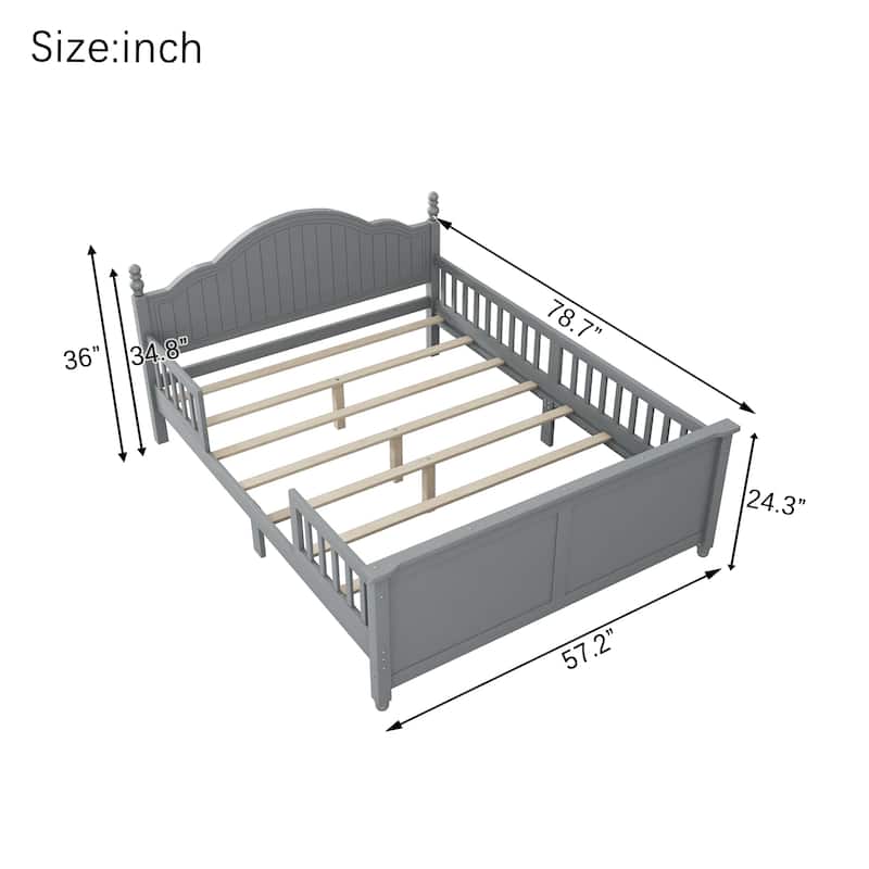 Full Size Bed For Kids, Wood Full Platform Bed with Headboard and Footboard