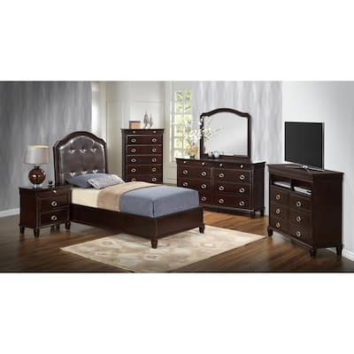 Tufted Faux Leather Twin Panel Bed - 82" - Brown