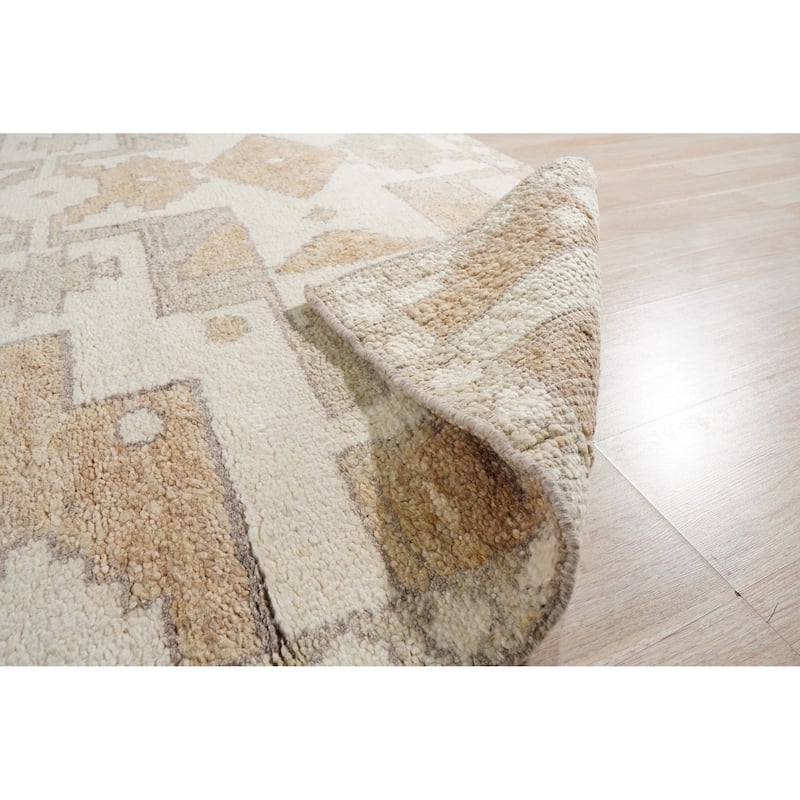 Home Decor Ivory Hand-Knotted Wool Oushak Rug by EORC Luxurious and Elegant Area Rug for Enhancing the Timeless Beauty of You