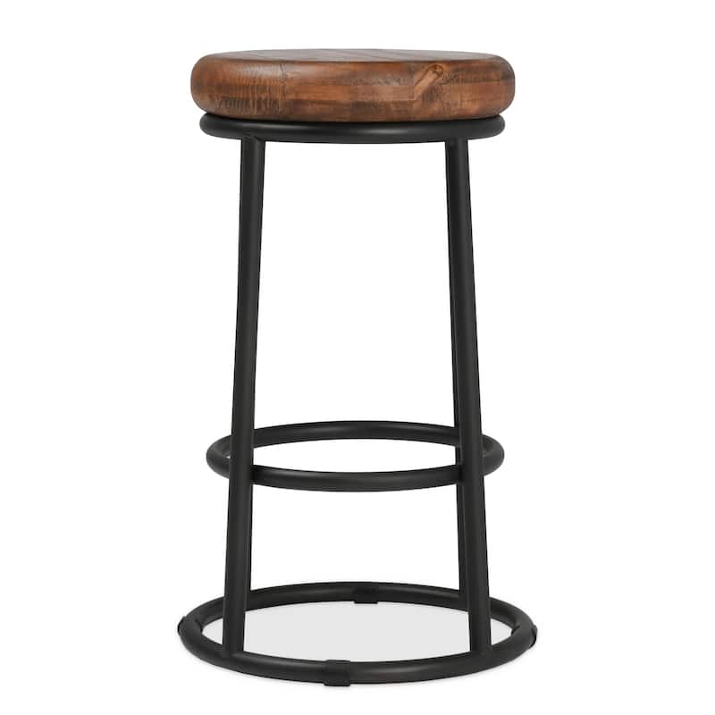 Carbon Loft Horseshoe Reclaimed Wood and Iron Stool