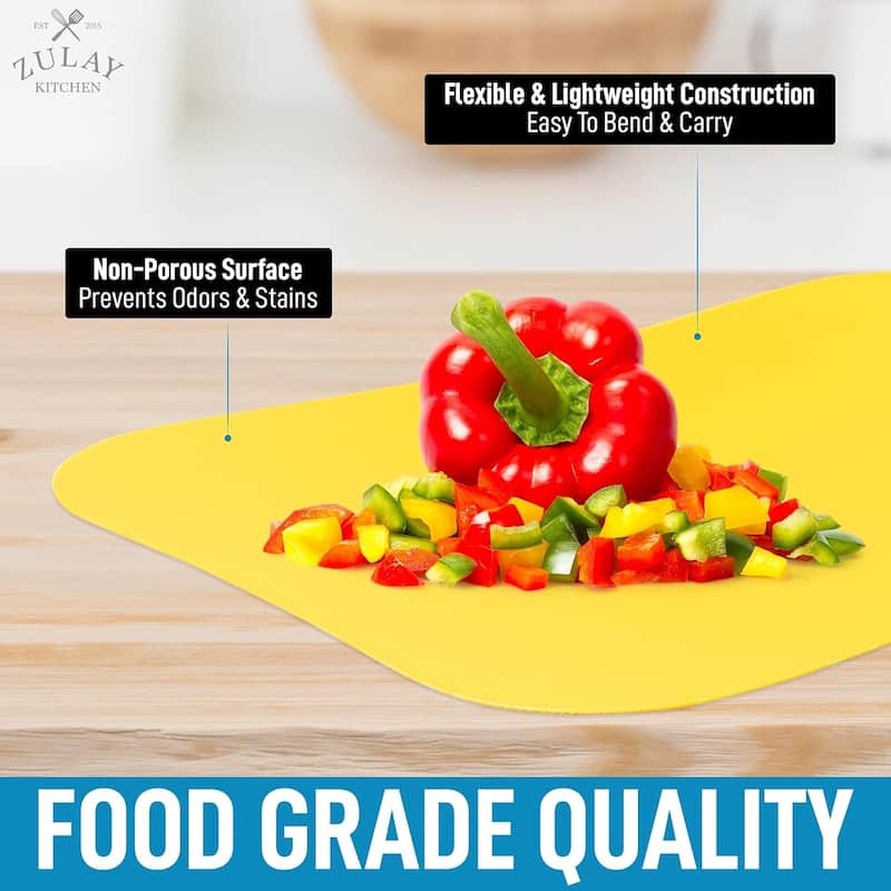 Zulay Kitchen Extra Thick Flexible Cutting Board Mats for Kitchen
