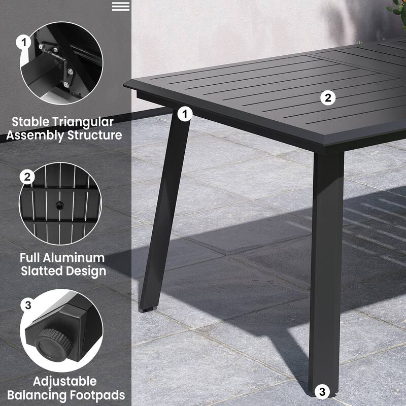 Outdoor Aluminum Dining Table with Umbrella Hole