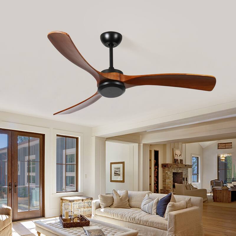 72 Inch Wood Ceiling Fan No Light Remote Low Profile Quiet Reversible DC Motor Timer
