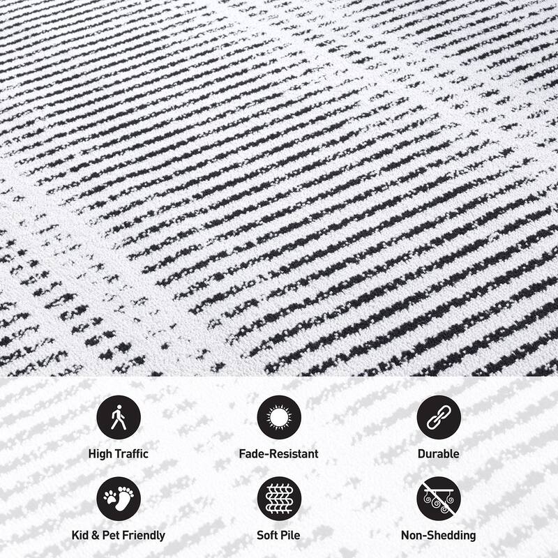 Contemporary Minimalistic Stripe LInes Area Rug