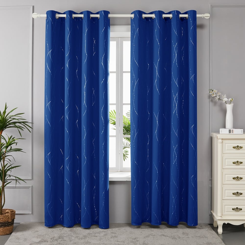 Deconovo Wave Line with Dots 52 Width Curtains Pair(2 Panel)