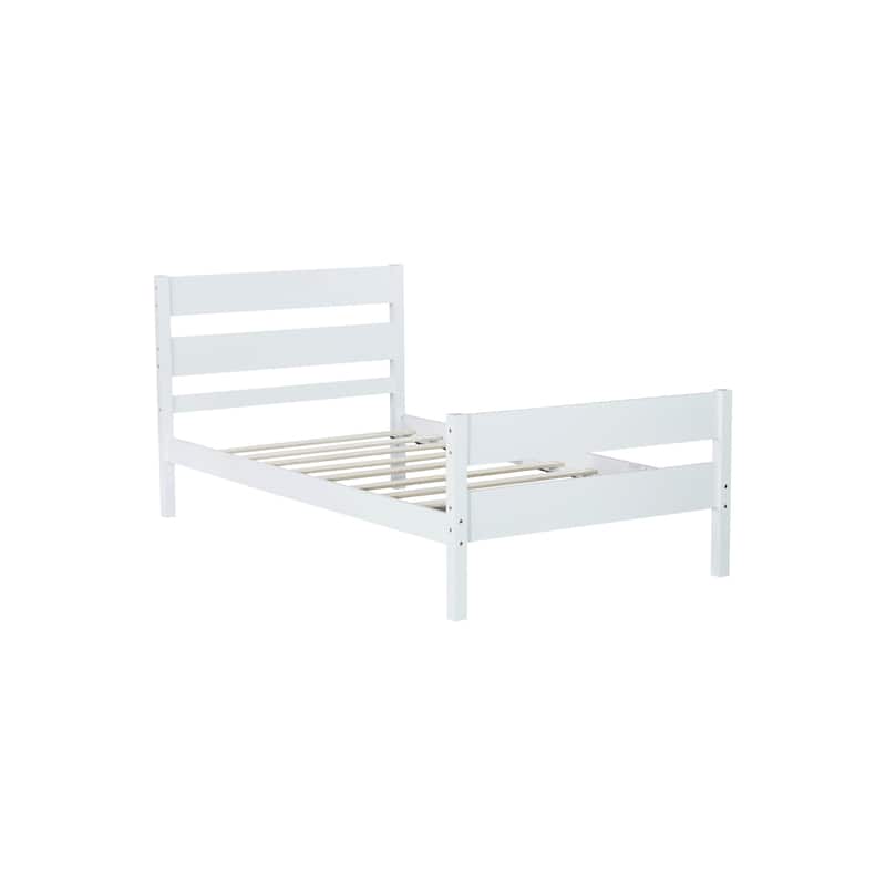 Roomfitters Twin Rubber Wood Bed Frame with Headboard and Footboard, Platform Support Design, No Box Spring Needed