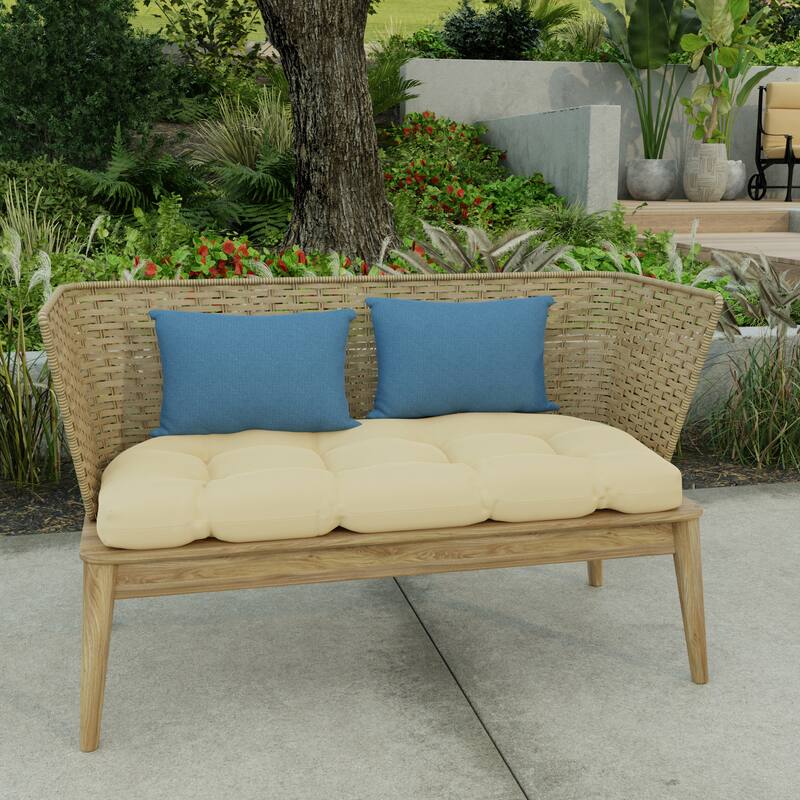 18" x 12" Blue Solid Outdoor Lumbar Throw Pillow - Set of 2 - 12'' L x 18'' W x 4'' H - McHusk Capri