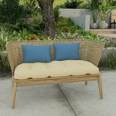 18" x 12" Blue Solid Outdoor Lumbar Throw Pillow - Set of 2 - 12'' L x 18'' W x 4'' H