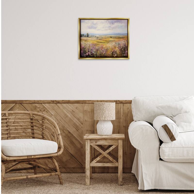 Stupell Vast Meadow with Subtle Flowers Framed Floater Canvas Wall Art Design By Franklyn Gregory