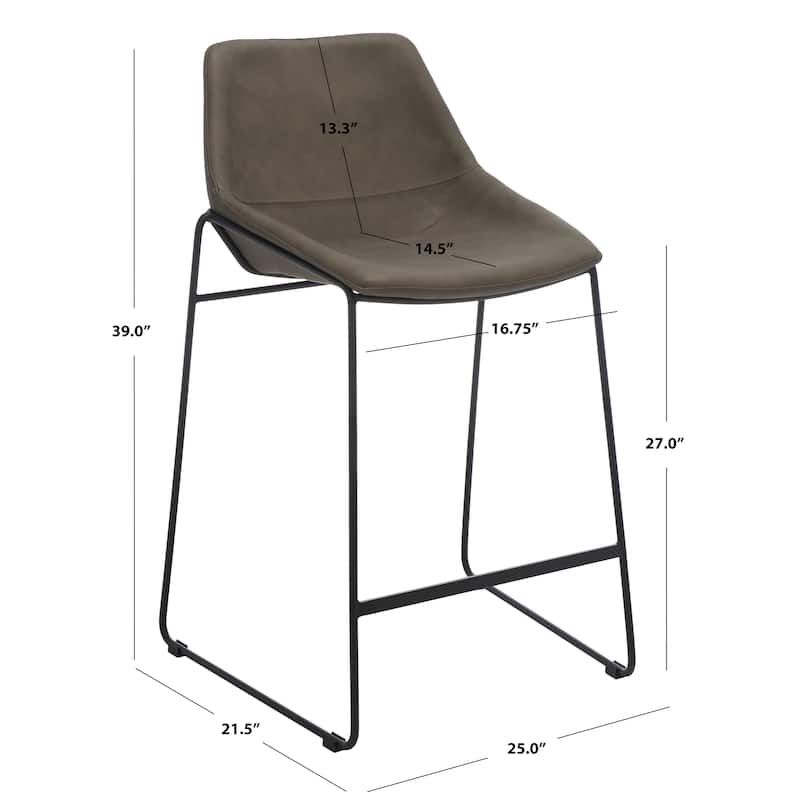 SAFAVIEH Essyllt Mid-Century Modern Counter Stool - 25" W x 22" D x 39" H - 25Wx22Dx39H