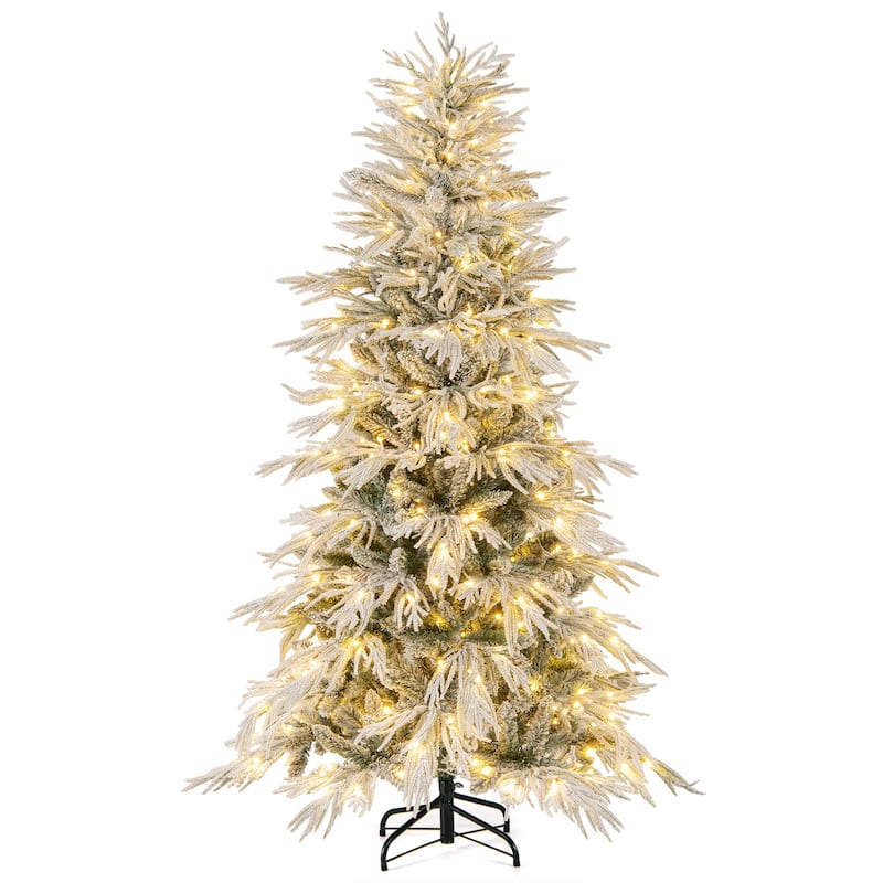 Costway 6/7/8 FT Artificial Christmas Tree with 820 PE PVC Branch Tips - Green & White - See Details - 6 Foot