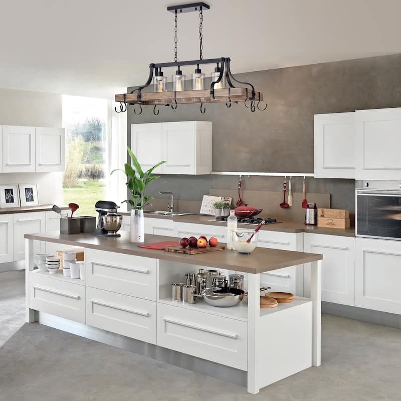 Blakes 4-light Metal Kitchen Island Chandelier with Pot Hooks