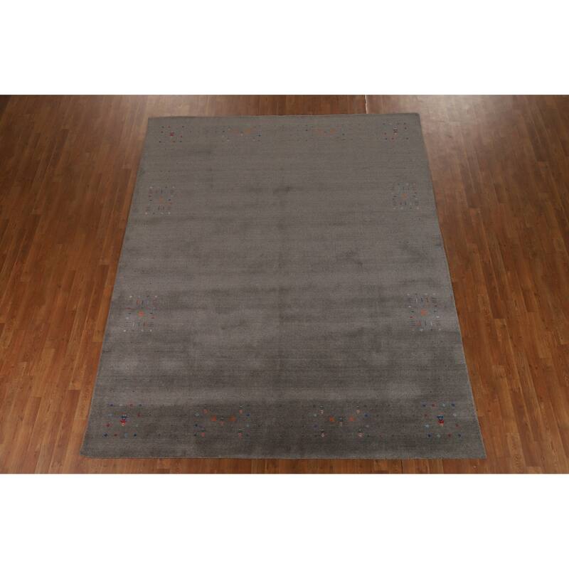 Hand Knotted Oriental 100% Wool Carpet Tribal Tribal Greys & Charcoal Gabbeh Area Rug - 10' 1'' X 8' 3''