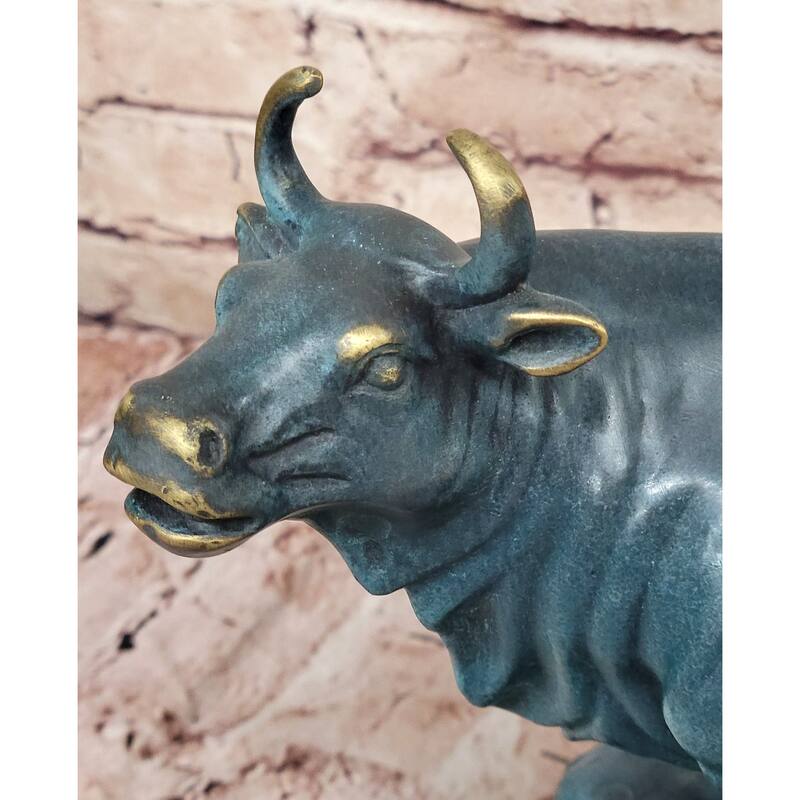 Standing Bull Bronze Sculpture - Powerful Animal Symbol Art By Milo