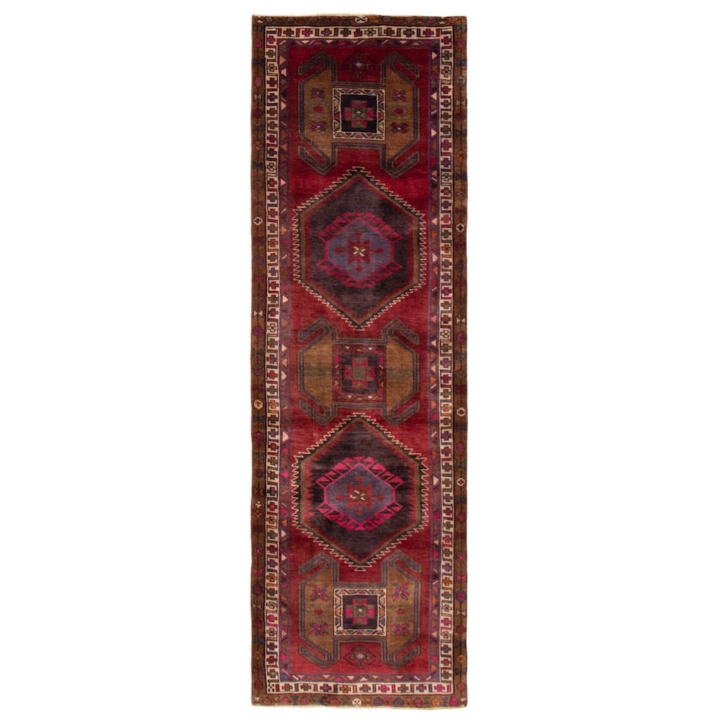 ECARPETGALLERY Hand-knotted Konya Anatolian Dark Red Wool Rug - 3'3 x 10'4