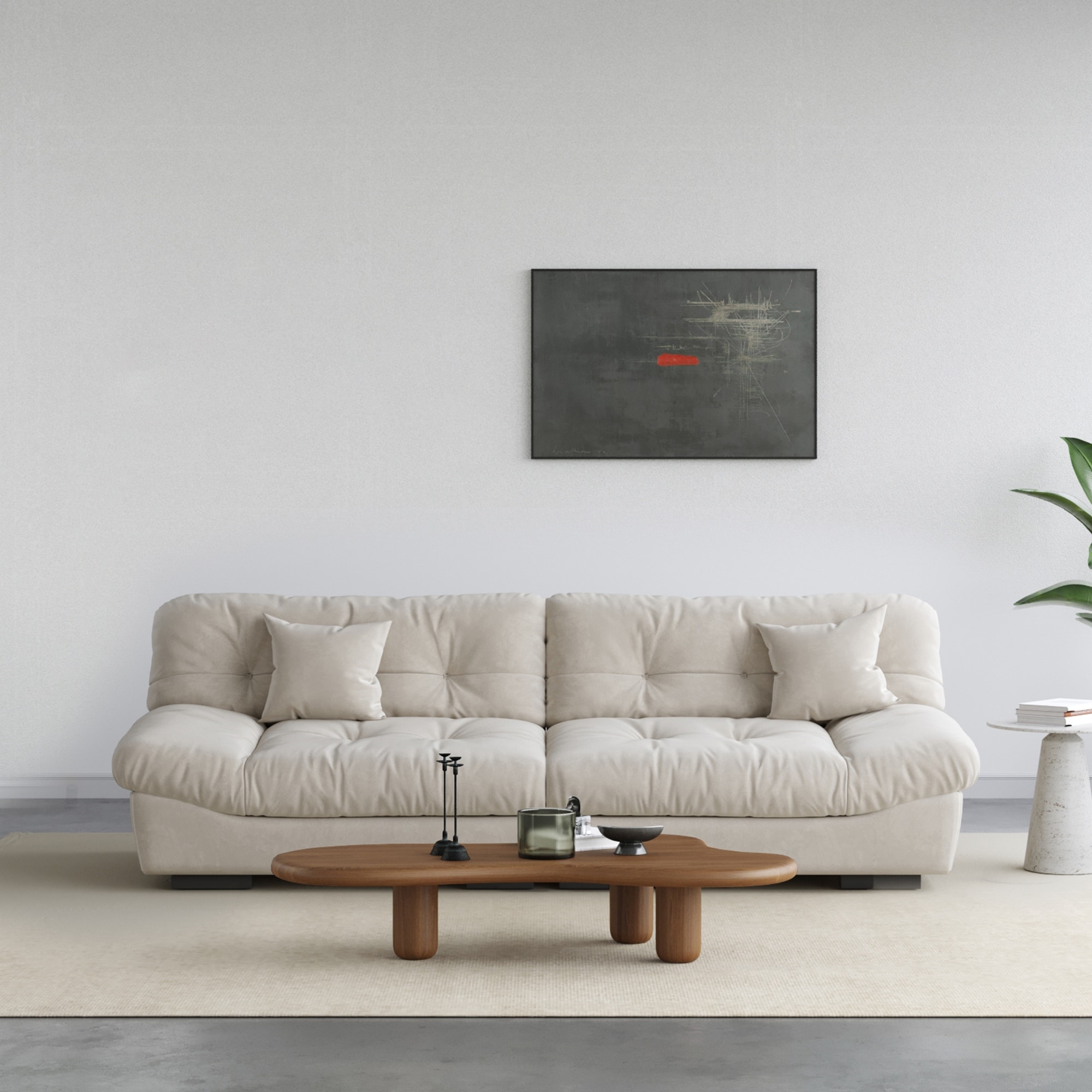 105'' Modern Section Sofa with Arms Velvet Fabric Sofa For Living Room