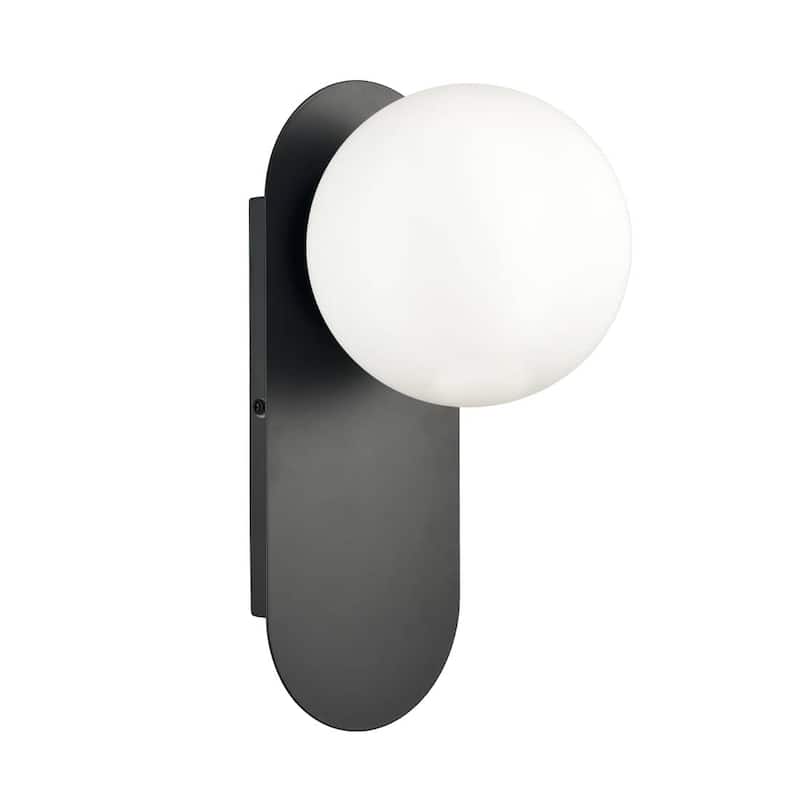 Ibiza Modern Globe Wall Light Sconce with Opal Glass Shade - 1-Light