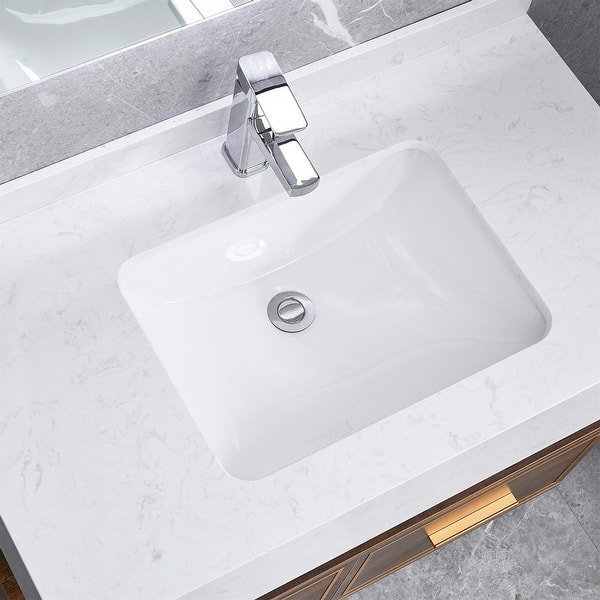 slide 2 of 7, White Rectangular Undermount Bathroom Sink