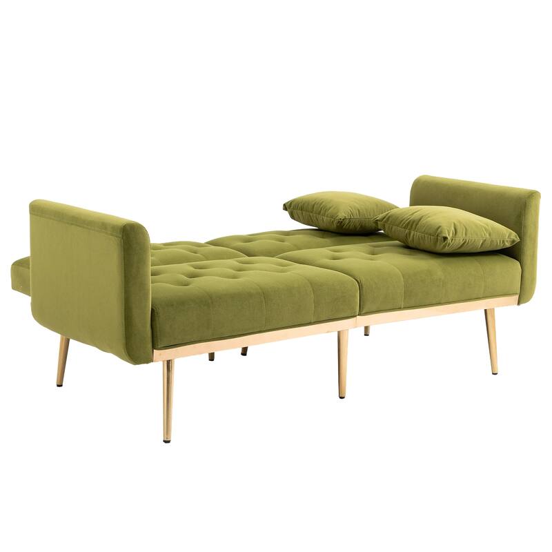65.35" Velvet Futon Sofa Bed with Adjustable Backrest