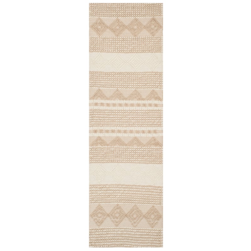 SAFAVIEH Handmade Natura Annedorte Wool Rug - 2'3" x 14' Runner - Beige/Ivory - Runner