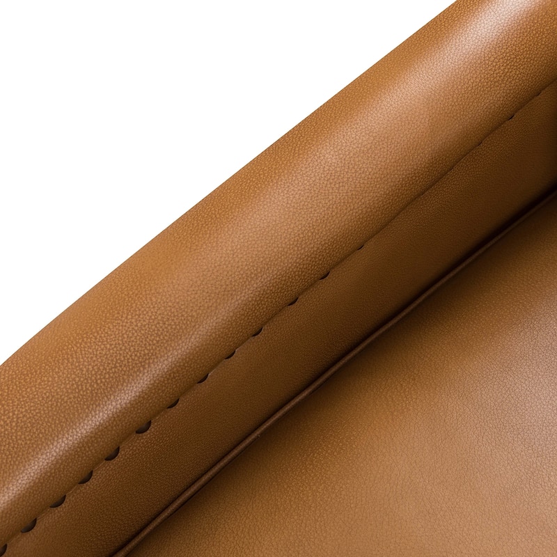 Rita Classic Genuine Leather Swivel Armchair With Nailhead Trims By HULALA HOME