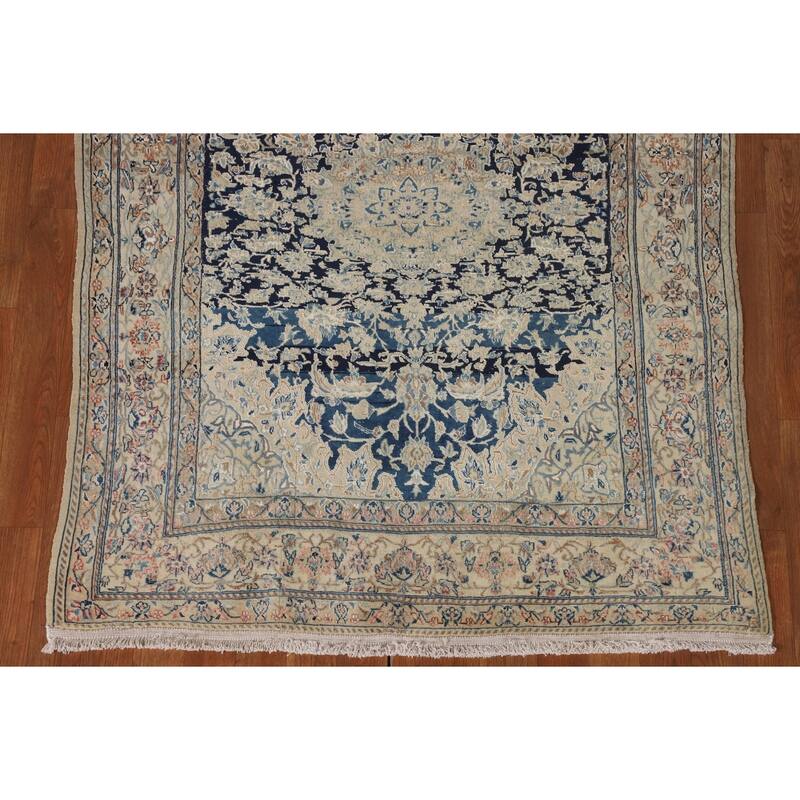 Blue Nain Toodeshk Persian Antique Area Rug Handmade Wool Carpet - 3'11"x 5'11"