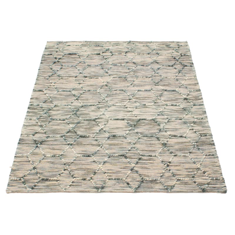ECARPETGALLERY Braid weave Sienna Teal Wool Rug - 5'2 x 7'7