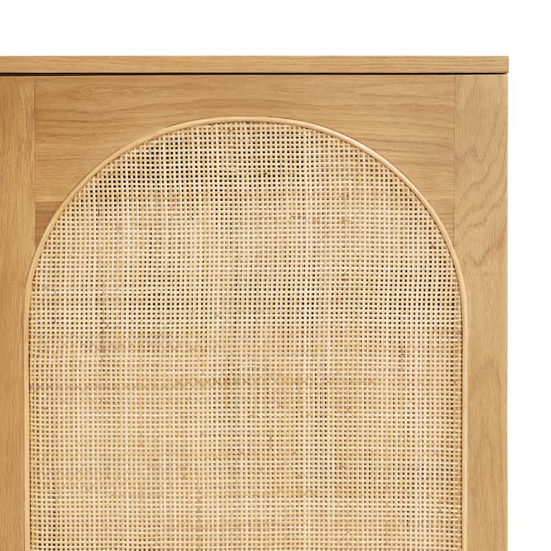Poly & Bark Archi 70" Sideboard - Oak Wood with Cane Webbing Door Fronts