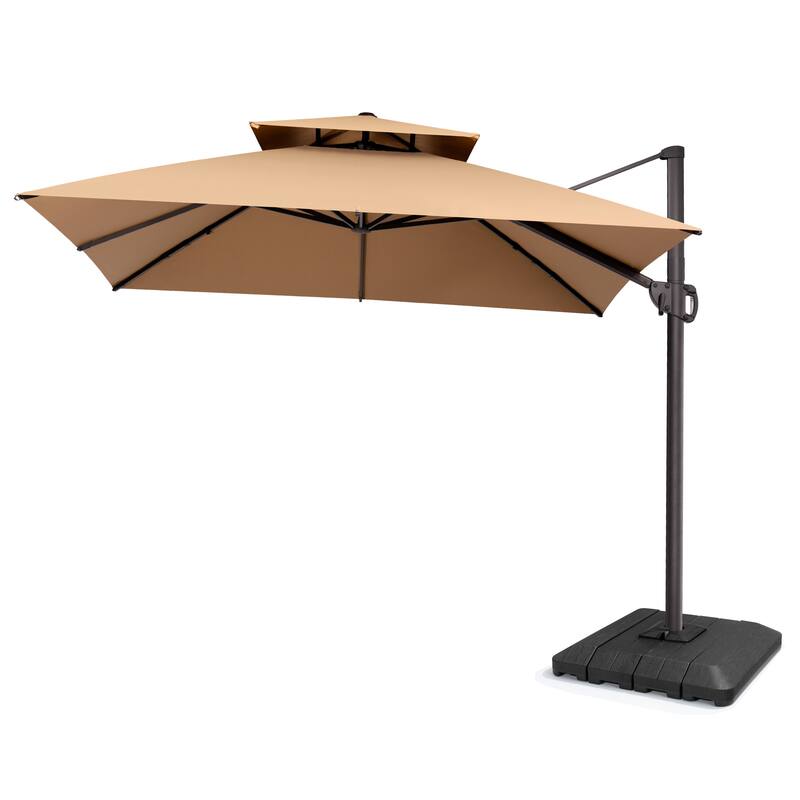 Pellebant Outdoor 10 FT Square Cantilever Patio Umbrella 360 Degree Rotation with Premium Base