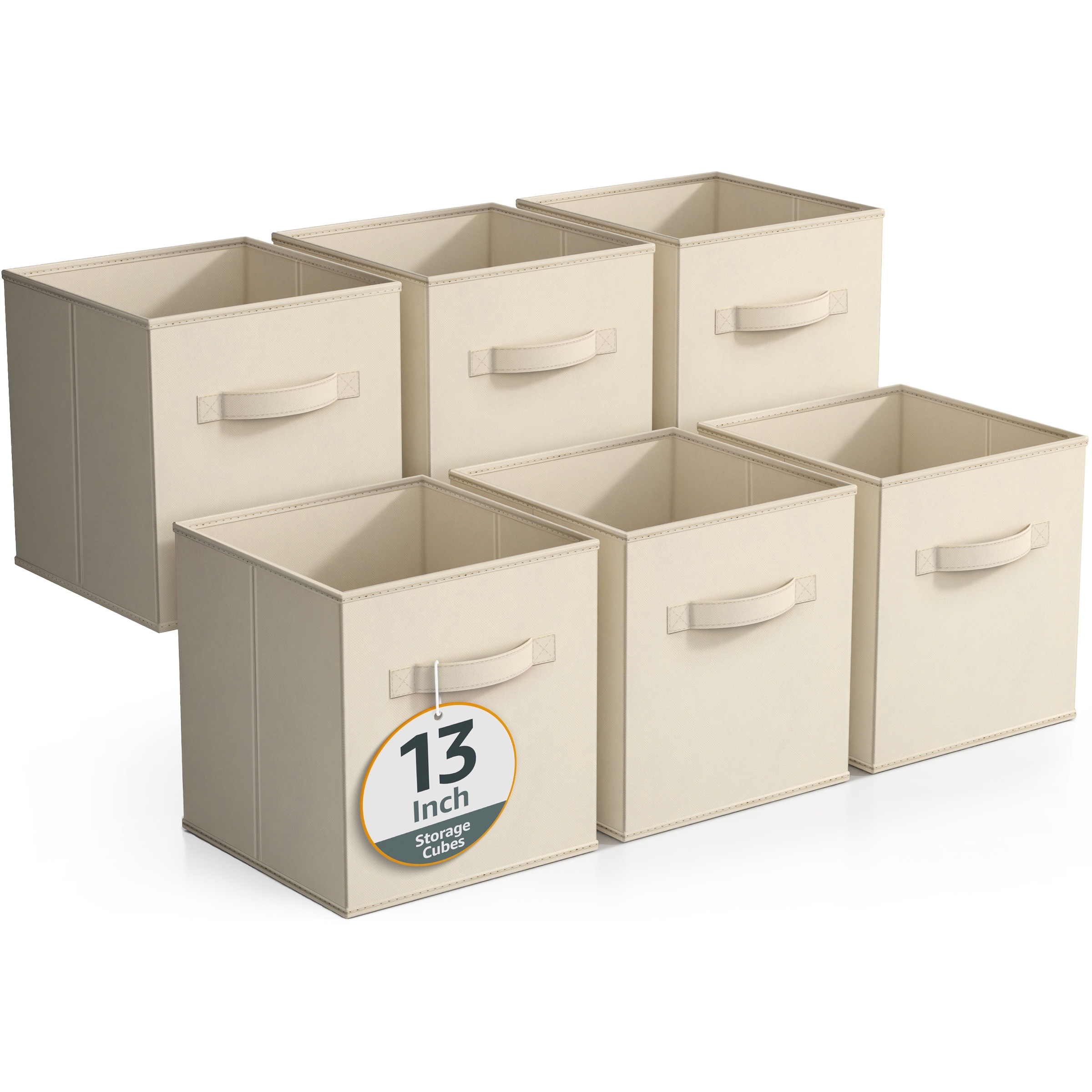 Sorbus Fabric Storage Bins 13" Foldable Cubes With Handles For Pantry, Cubbies, Toy And Closet Shelving Organization - 6Pk
