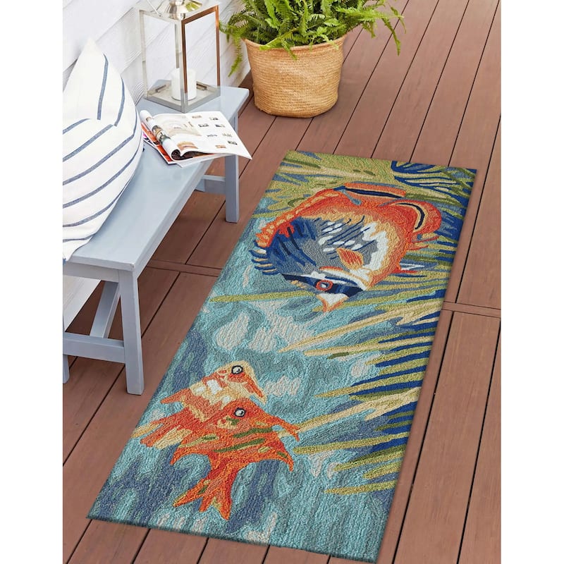 Liora Manne Ravella Tropical Fish Indoor/Outdoor Rug Ocean 2' x 5' - 2' x 5' - 2' x 5' - Ocean
