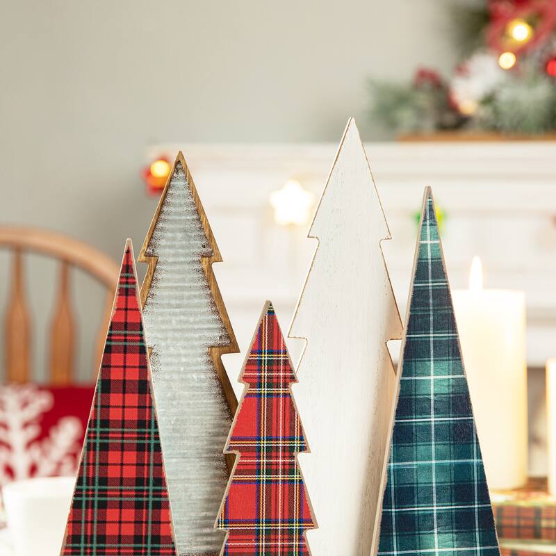 Glitzhome Wooden JOY Nativity Xmas Table Tree Centerpiece Home Decor