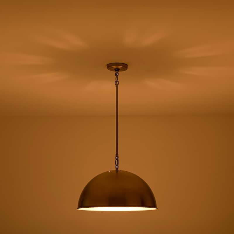 1-Light Industrial Vintage Black/Gold Dome Pendant Light for Kitchen Island