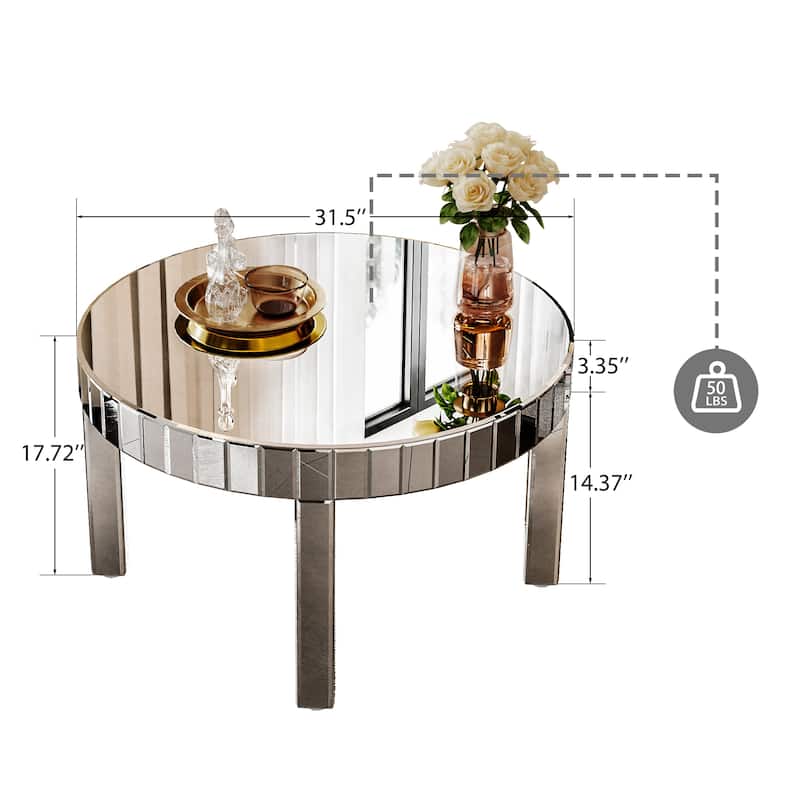 GDF Studio - Dazzling Art Deco Mirrored Round Coffee Table