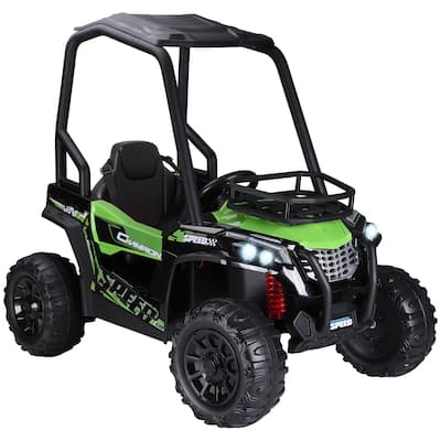 12V Kids UTV Ride On Car with Remote Control, Music, MP3/USB, Lights, & Suspension for Boys and Girls - Green
