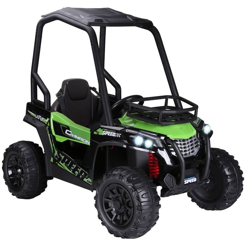 12V Ride on Car for Kids, Battery Powered Electric UTV Toy Car with Remote Control, Metal Spring Suspension, Off-Road Vehicle - Green