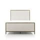 preview thumbnail 14 of 16, 247 Shop At Home Lalia Modern Beige Upholstered Hammered Metal Panel Bed