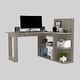 preview thumbnail 2 of 1, 51.7" Wide L-Shaped Desk with Right Return, Open Shelves, and Modern Hutch for Office or Study Use Light Grey