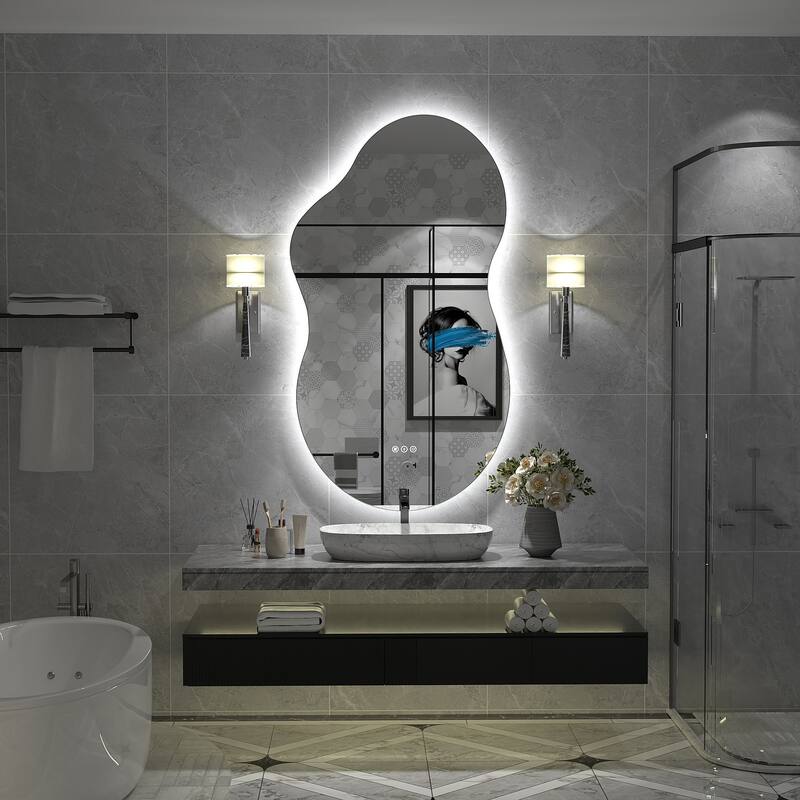 UL Certified Irregular LED Anti-fog Cloud-shaped Wall Bathroom Vanity Mirror