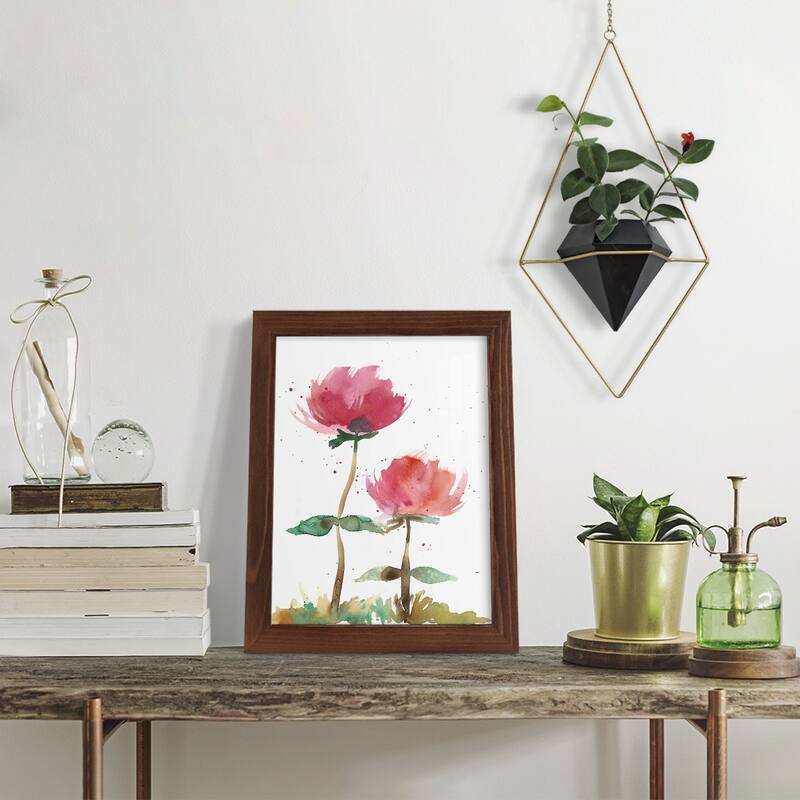 Pink Fleurs I -Framed Print w/glass-Cherry Red