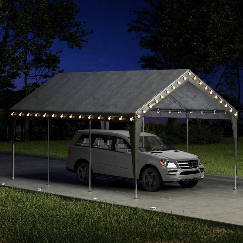 Heavy Duty Carport, All-Weather Waterproof Shelter with Steel Frame for Cars, Boats & Equipment